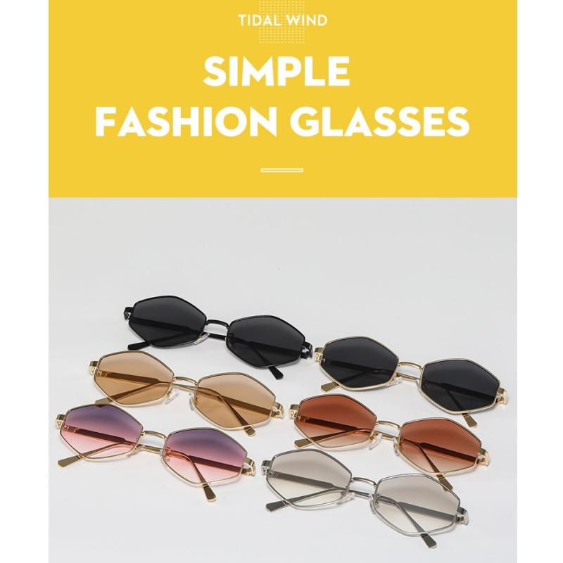 Women's sunglasses - unisex fashion polygonal metal sunglasses