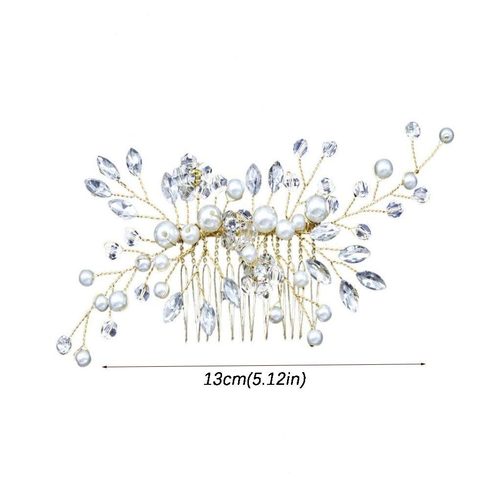 New Pearl Bridal Headdress Rhinestone Elegant Flower Insert Comb Head Jewelry Women