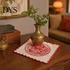 Insulated Hot Pot Pad 5Pcs Red Blessing Embroidered Doilies, Chinese Character Fabric Coaster, Square Decorative Tabletop Protection Mat Place