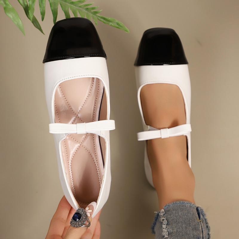 Color-blocked Bow Beanie Shoes 2025 Autumn New Flat Plus Size Comfortable Single Shoe Women