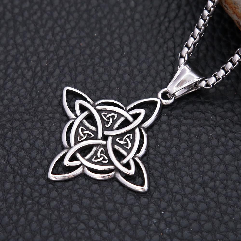 Simple Viking Witch Knot Pendant Punk Stainless Steel Celtic Knot Necklace Men Women Amulet Jewelry Gift Dropshipping