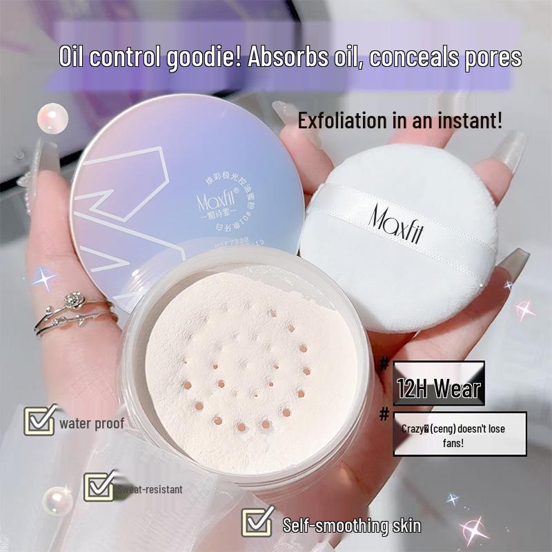 

Maxfit Aurora Matte Long-lasting Loose Face Powder - Breathable, Waterproof, Oil & Sweat Control with Puff