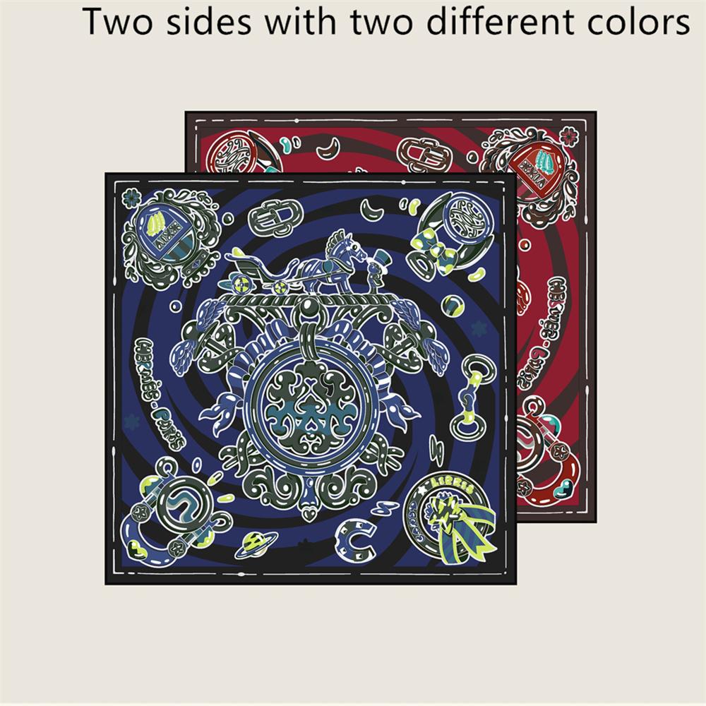 POBING Curled Twill Silk Scarf Women Funny ICE CREAM Double Side Printed Square Scarves Wraps Echarpes Foulards Femme Hijab 70CM