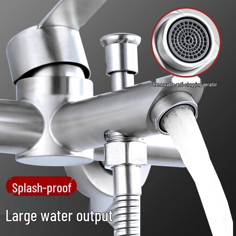 Stainless Steel 3-Function Shower Faucet Set with Concealed Hot/Cold Mixing Valve