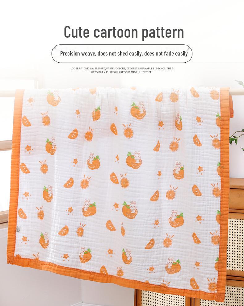 High-Density Cotton Newborn Bath Towel - Six-Layer Gauze, Printed Design, for Infants & Kids