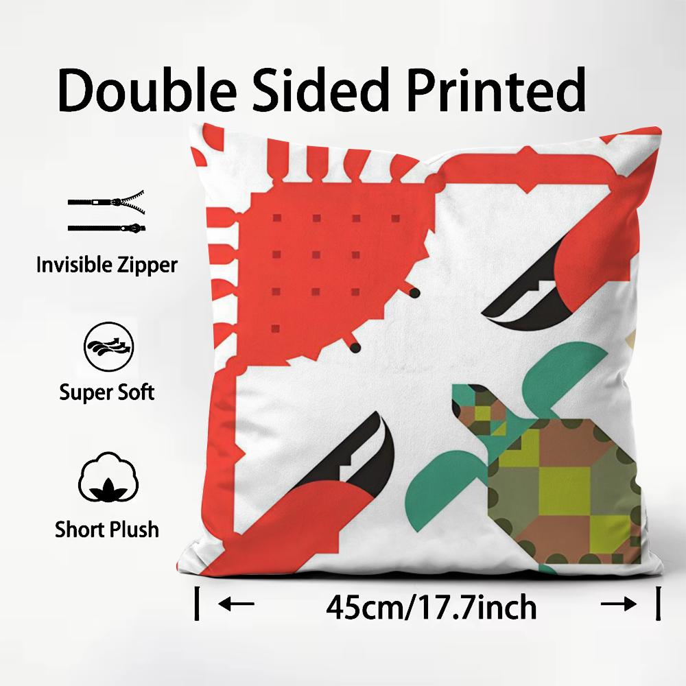 Simple Animal Anime Art Cushion Cover Plush Fabric Soft DoubleSided Printed Sofa Warm Winter Home Child Gift Pillow Case