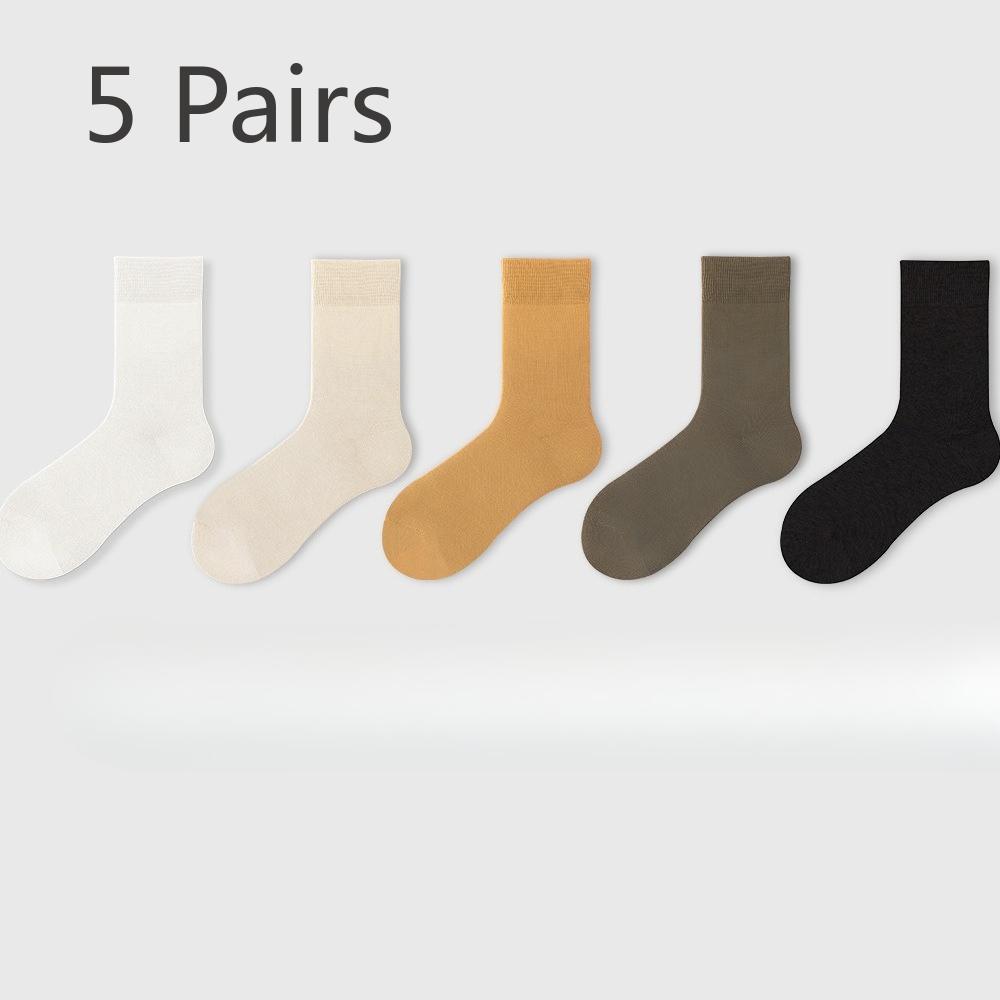 5 Pairs of Female Spring and Autumn New Pure Cotton Moon Son Boneless Tube Socks