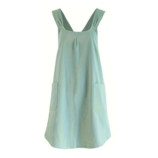 Baumwoll-Leinen Kreuzrücken-Schürze für Damen Herren Koch Japanischer Stil Schürzenkleid mit Taschen zum Kochen Backen Gartenarbeit