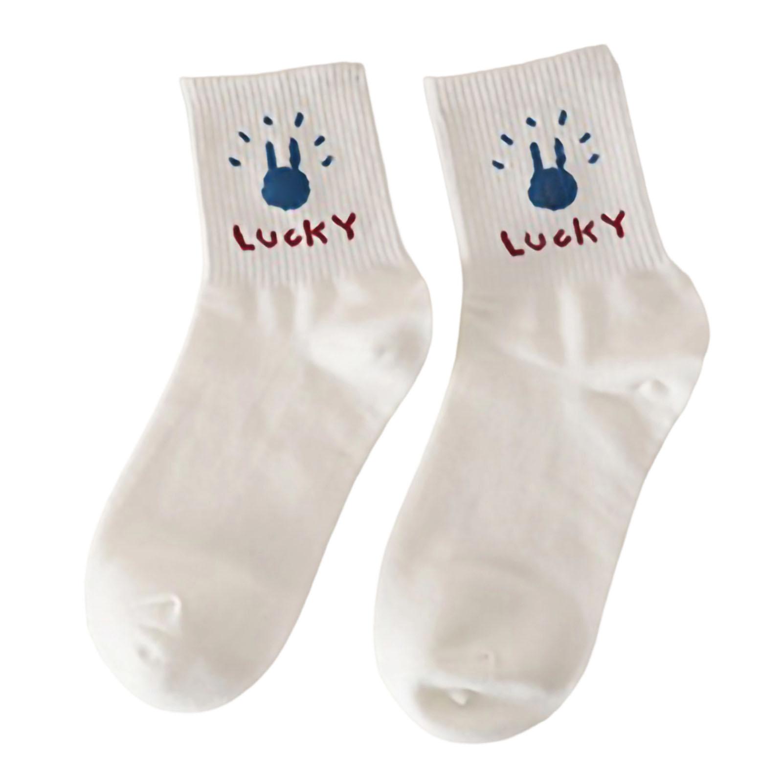 Смешные милые хлопковые носки Белые легкие Новые милые повседневные хлопковые носки для женщин и девочек