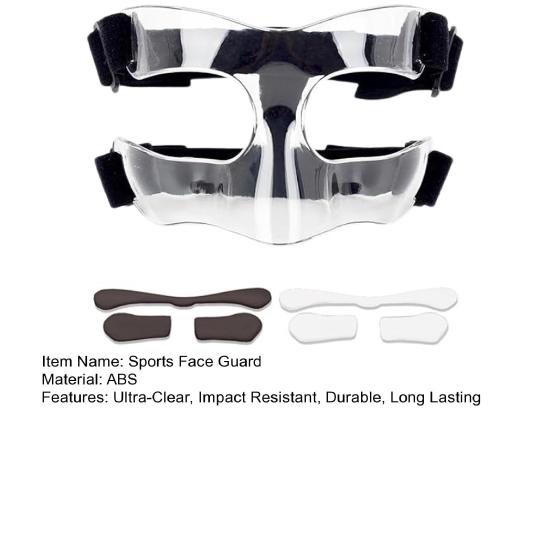 Sports Face Protection Cover Nose Guard High Strength Impact Resistant Transparent Basketball Football Training Face Shield Cover