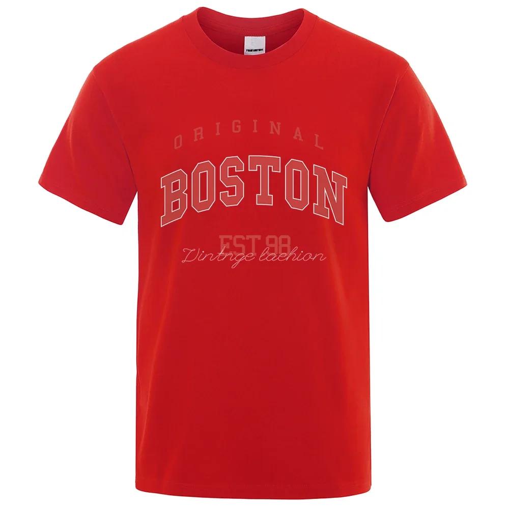 Original Boston Est.98 Street Monogram Print Casual Wear Fashion Funny Breathable 100% Cotton Spring Summer 2024 T-Shirt