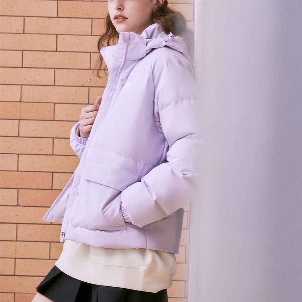 Fila Fusion Letter Print Hooded Sports Warm Down Jacket Women outerwear Light-Lavender T11W316904AVT