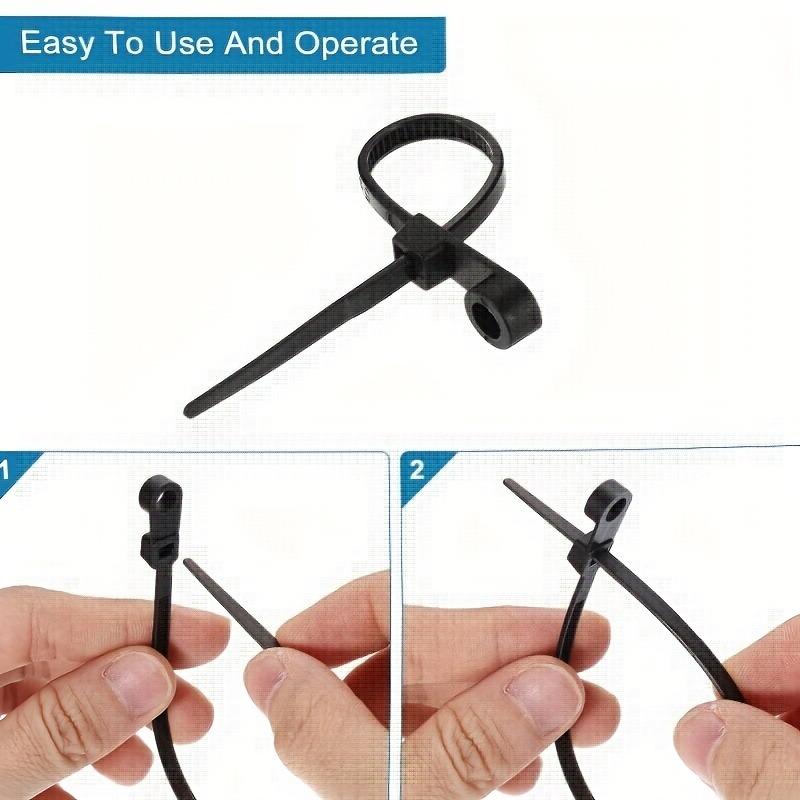 500/100pcs Nylon Cable Ties with Mounting Screw Hole Self Locking Loop Wraps Zipper Cables Tie Wire Fastening Straps Bundle Tool