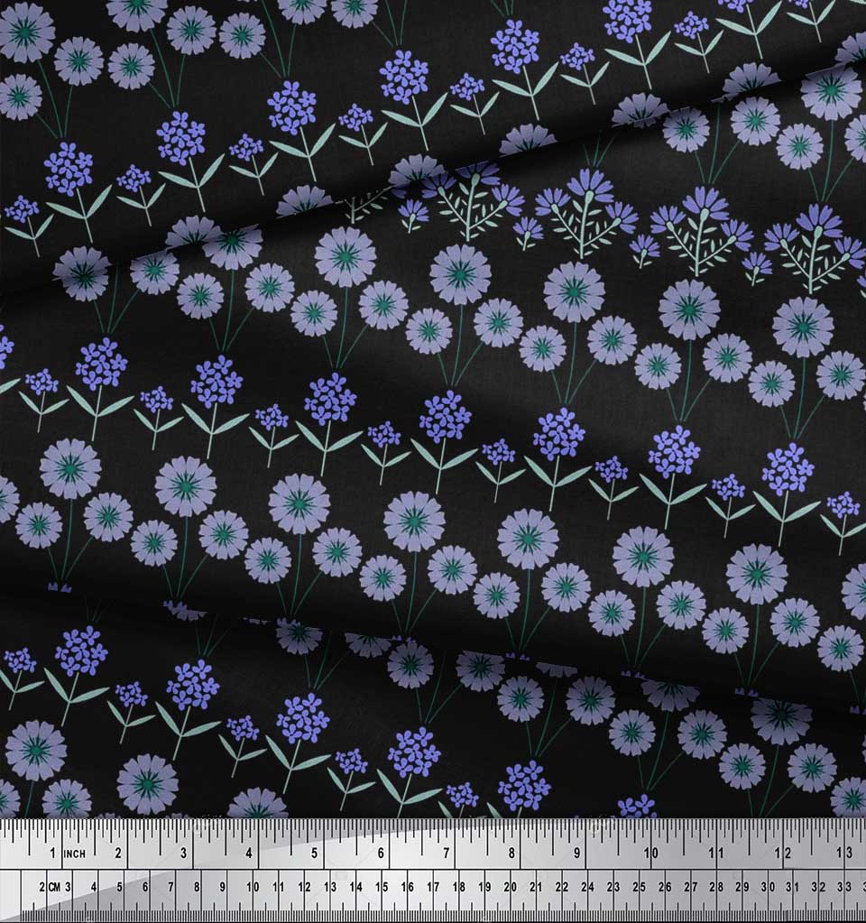 Soimoi Cotton Cambric Fabric Leaves & Floral Artistic Decor Fabric Printed metre 42 Inch