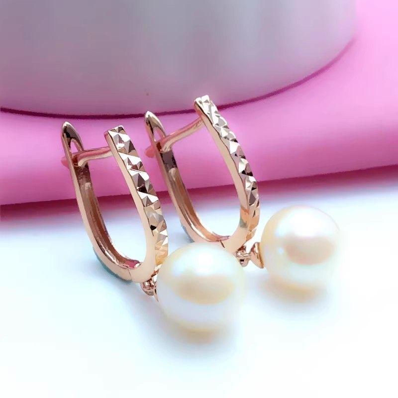 Фиолетовые Золоченые Розовое Золото Цвета Золота Жемчужные Гвоздики Серьги Легкая Роскошь Иностранный Дизайн Женские Украшения