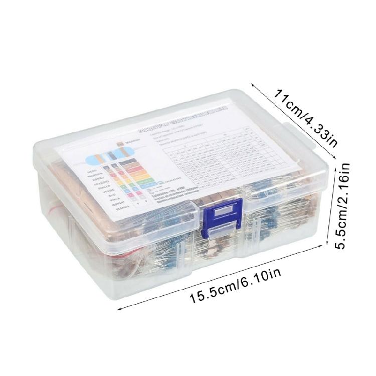 2600Pcs Metal Film Resistor Kits 1Ohm-10MOhm 1/4W 1% 130 Values Resistor Kits for Making Projects and Experiments