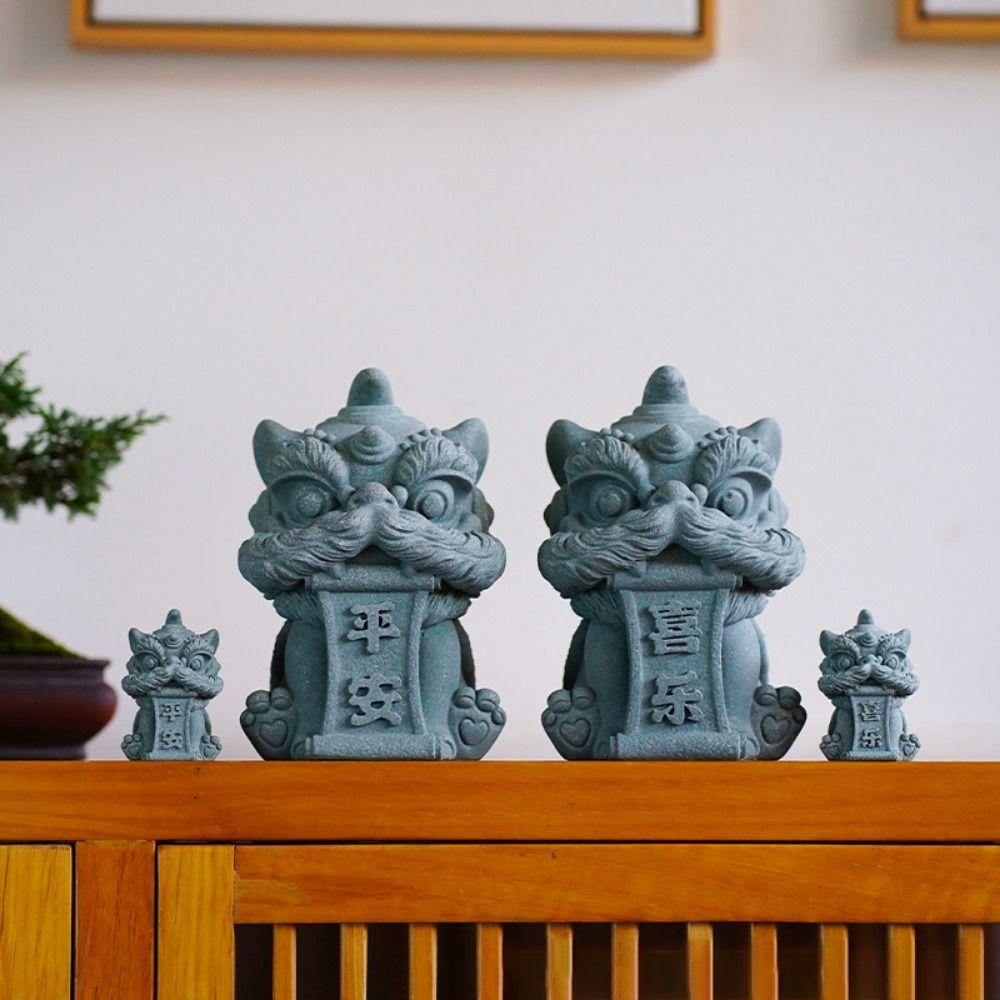 Artwork Awakening Lion Ornament Artificial Stone Lion Mascot Statue  Tea Pet