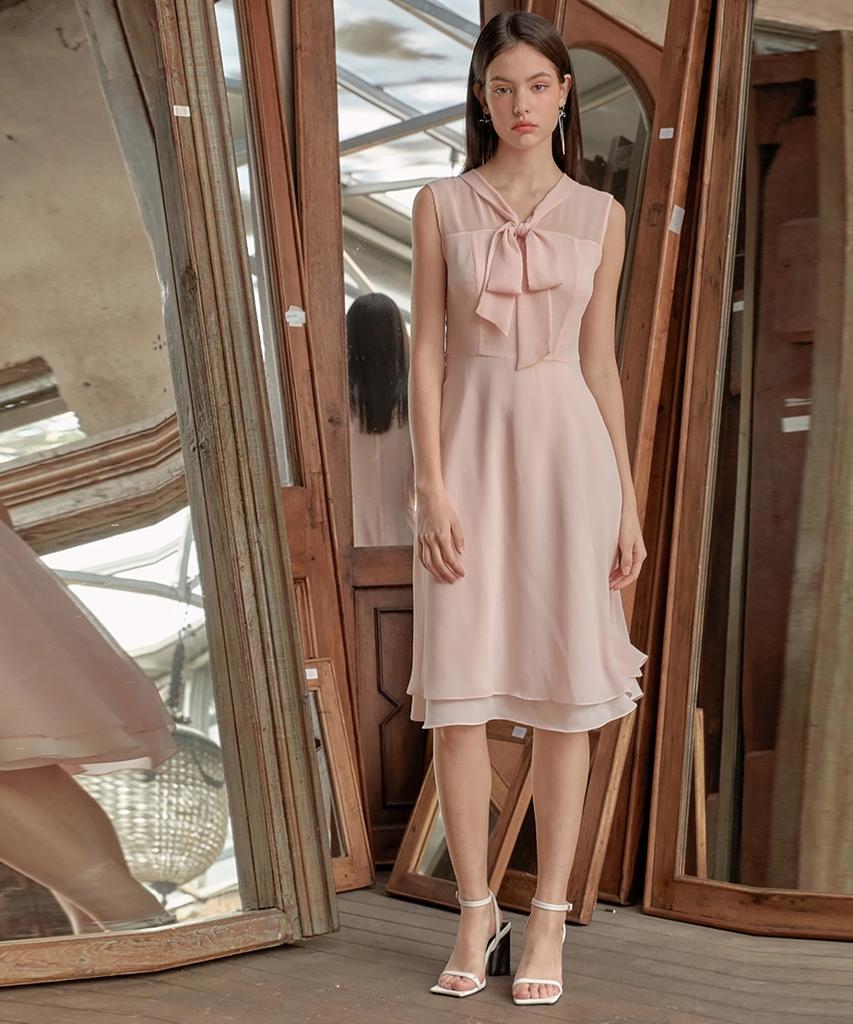 Julie And Kara 24Ss Collar 93 Secret Garden Sleeveless Juno Ribbon Tie Dress Pink