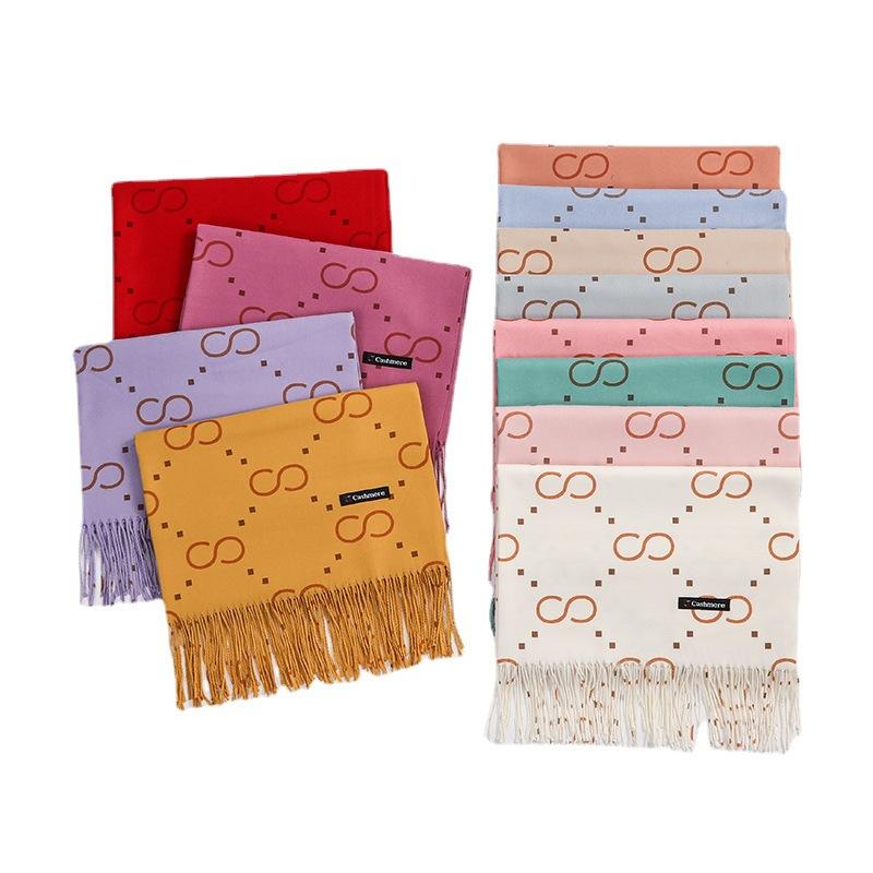 Cotton Scarf Women's Winter Imitation Cashmere Scarf Women's Shawl Double Sided New Wool Scarf