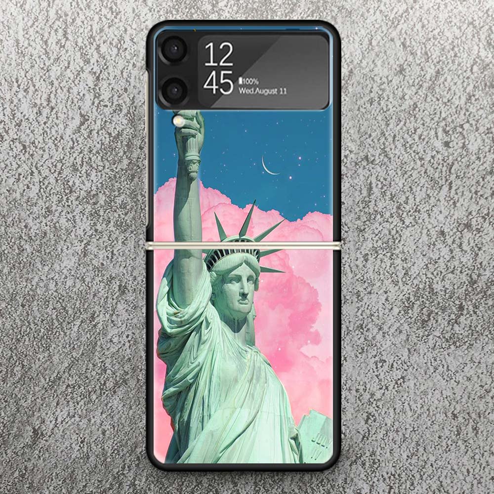 NYC New York City Print Case For Samsung Galaxy Z Flip 3 4 5 6 7 5G Phone Shell Flip7 Flip6 Flip5 Flip4 Flip3 Pattern Cover For
