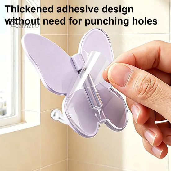Corner Storage Hooks Rotating Butterfly Adhesive Wall Hooks, 3-Prong No-Drill Swivel Hangers, with Flexible Adjustable Angle Space-Saving Hook,