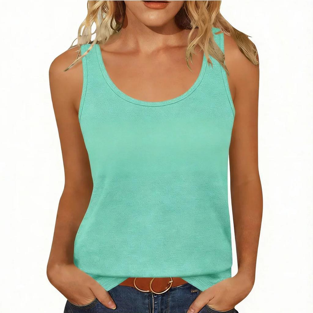 Women's Casual Tunic Tops To Wear With Leggings Sleeveless Summer Color Shirts Tanks Blouses