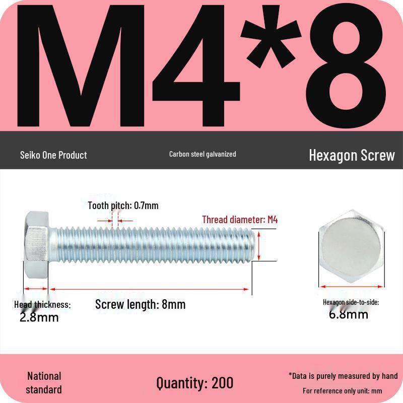 8.8 Grade Galvanized Hex Head Bolt, High-Strength M4-M30