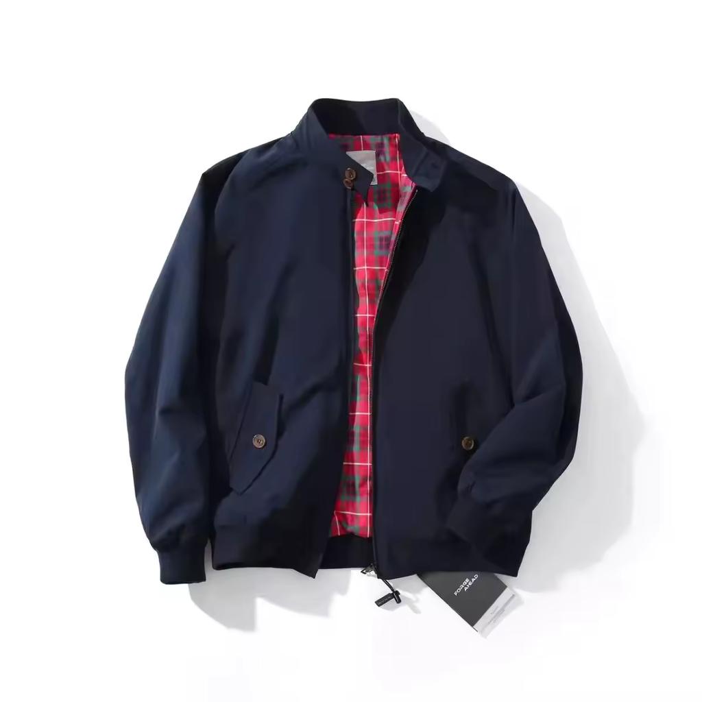 Spring Autumn Men's Retro Pilot Jacket Men's Loose Pure Color Stand Collar Three-Proof Outerwear