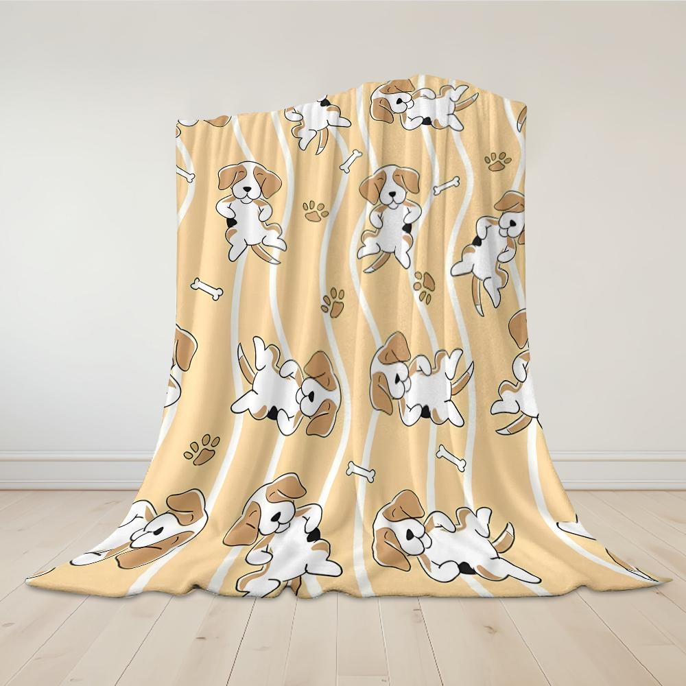 Beagle Wave Stripe Flannel Blanket Warm Soft Halloween Christmas Couch Warm Cozy Decorative Decor Gift For All Season