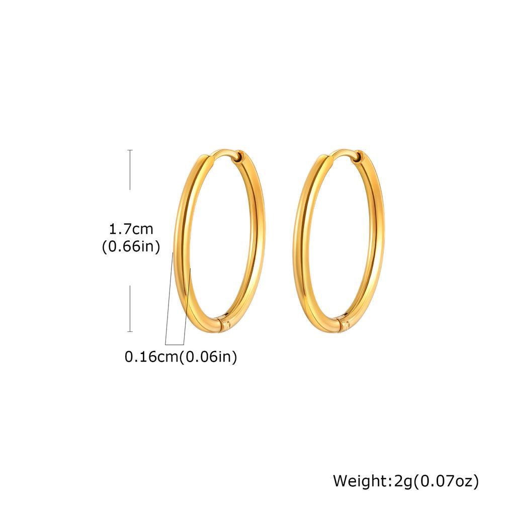 Vnox Simple Thin Stainless Steel Earrings For Women Girls, 13-23mm 18K Gold Plated Huggies, Non-allergic Jewelry 1.6mm Wire