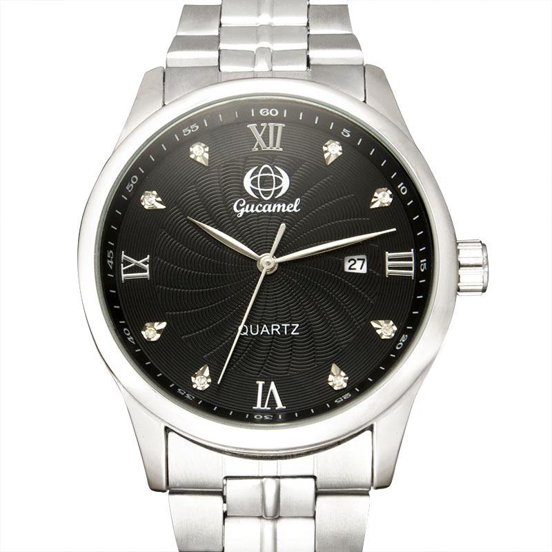 

Мужские кварцевые часы GUCAMEL с календарем и бриллиантами. Кварцевые часы