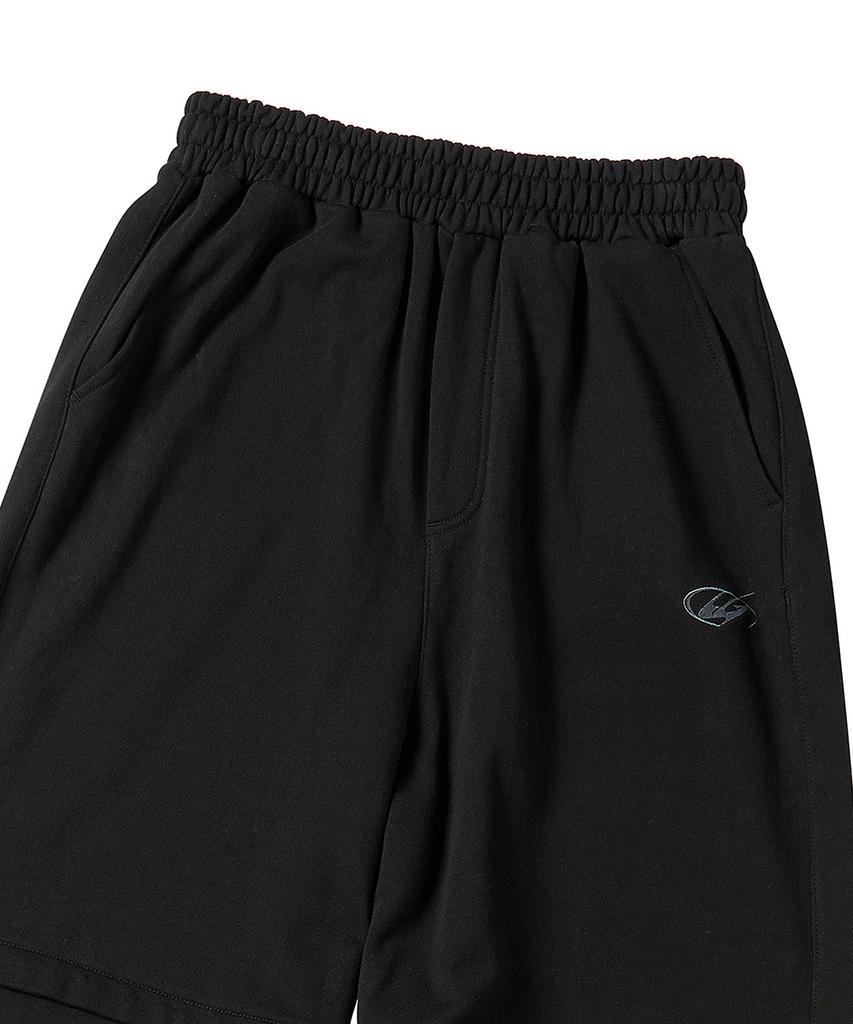 TRAVEL Open-Knee Sweat Balloon Pants Black