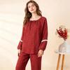 Pure cotton pajamas women's autumn new red polka dot natal wedding Japanese cotton loungewear set