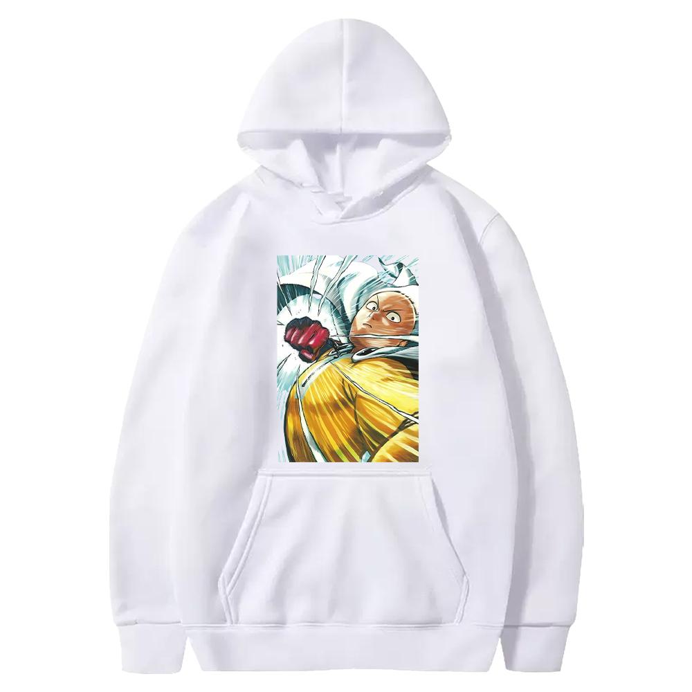 

Saitama One Punch Man Hooded Manga Graphic Print Sweatshirt Men Women Oversized Hoodies Harajuku Male Long Sleeve Streetwear XS белый