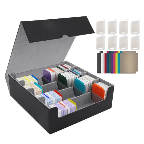 ZWSJLC Deck Case, Card Storage, Large Capacity, PU Leather, Trading Card Storage Box with 24 Dividers and Card Stoppers, Compatible with MTG and Other