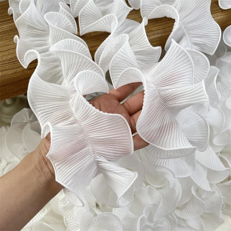 

2 метра/партия, белая, 9 см в ширину, прессованная, плиссированная, с завитками, с оборками, отделка кружевом, ткань для одежды, платья/свадебные декоративные кружевные аксессуары белый