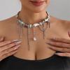 Artistic Short Clavicle Necklace Featuring Geometric Plastic Beads And Movable Tassels Decoration Fashion Neckwear
