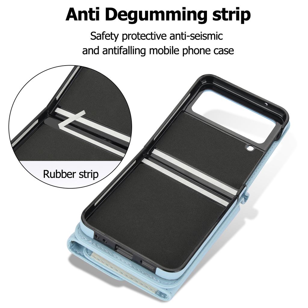 Crossbody Cards Bag Rfid Leather Wallet Case For Samsung Galaxy Z Flip 5 4 3 5G Flip5 Long Lanyard Purse Pocket Hand Strap Cover