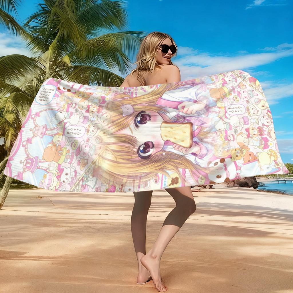 Cute Anime Girl Beach Towel Quick-drying Super Absorbent Suitable for Swimming Beach Vacation Pool Gym Summer Gift for Friends