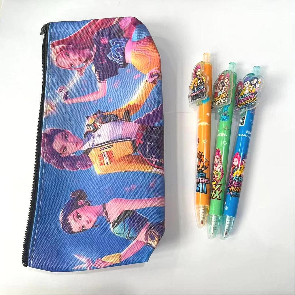 Cute Anime Girls Zipper Pencil Case Large Capacity Stationery Organizer for Students K-POP Fans