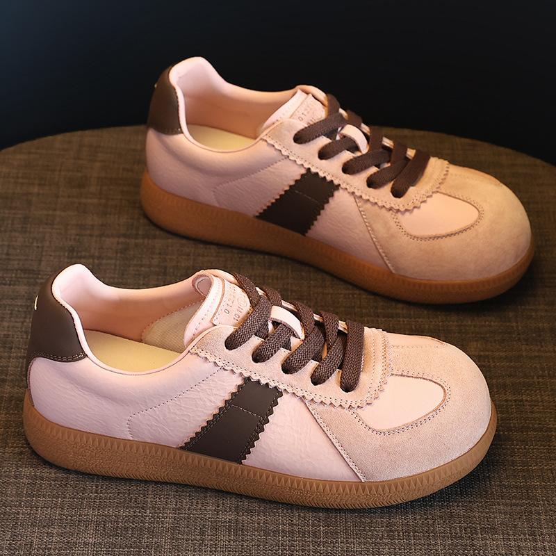 Spring Autumn Genuine Leather Shoes Women Fashion Sneakers Flat Brand Young Ladies Shoes Sweet Soft Pink Yellow