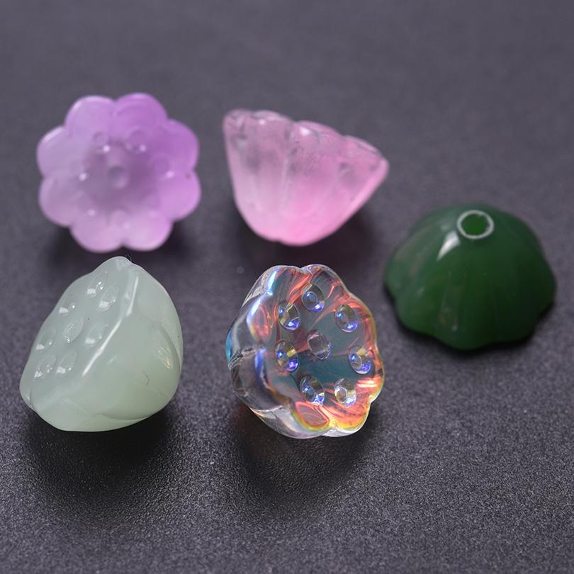 50pcs/Lot Wholesale Summer Lotus Seedpod Beads For Jewelry Making Supplies Glass Materials To Make Bracelets Earrings Materials