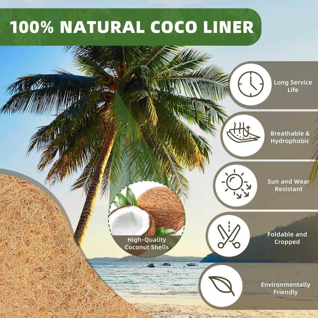 24-36inch Plant Grow Bags Coconut Fibre Flower Pots Breathable Coconut Fibre Hanging Pots for Outdoor Balcony Courtyard