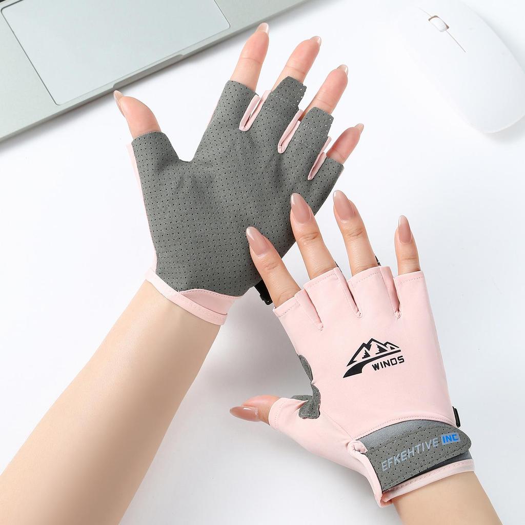 Ice Silk Fingerless Sun Protection Gloves for Men & Women - Non-Slip, Ideal for Hiking, Cycling, Driving, Food Delivery, Mountaineering