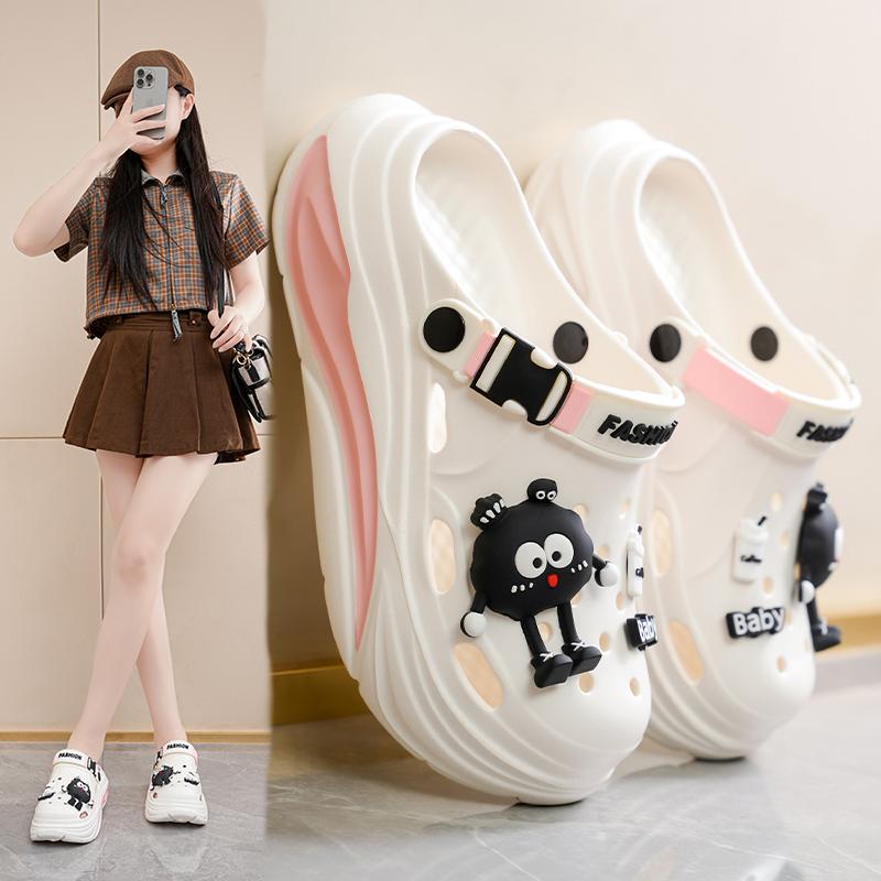 Clogs Sandals Women Garden Shoes Summer Outdoor Slides Black White Minimalism EVA Rubber Outside Beach Shoes