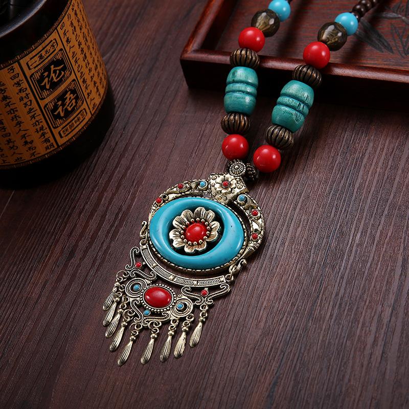 Bohemia Ethnic Necklace Pendant Vintage Strand Statement for Women Jewelry Accessories