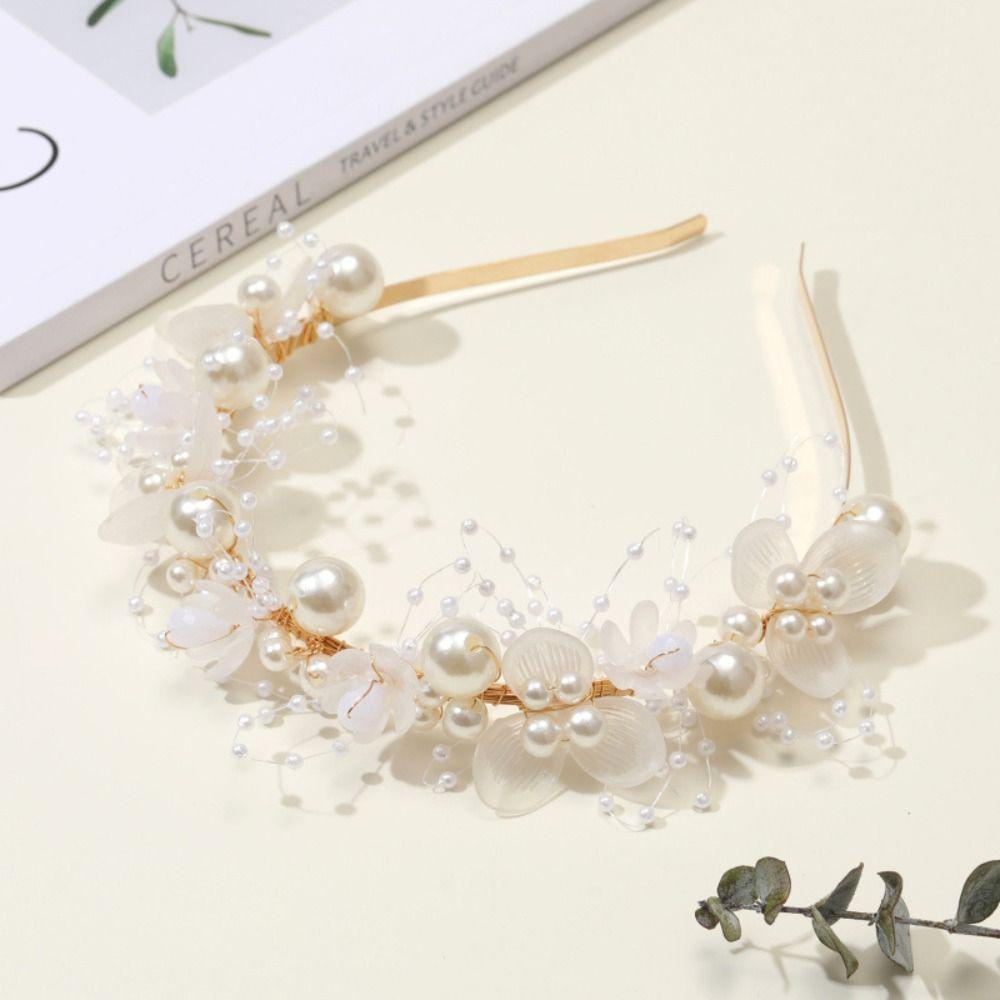 Sweet Style Flower Garland Headband Simple Design Bride Wedding Crown Beaded Headpiece Children