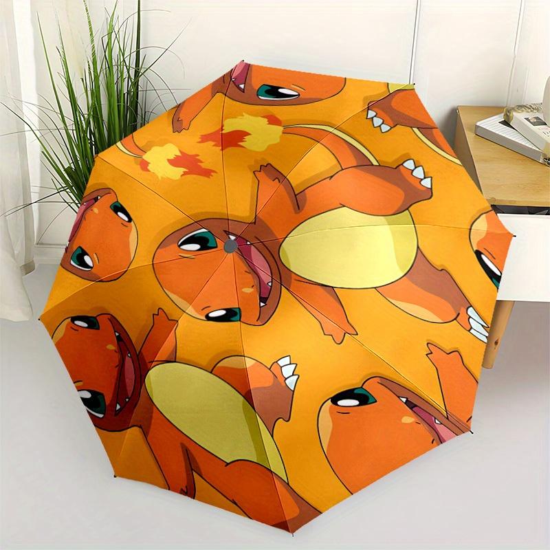 1pc Charmander Pattern Automatic Open Umbrella - 8-Rib Compact Foldable Design, Durable Fabric for Casual & Fashion Use, 074