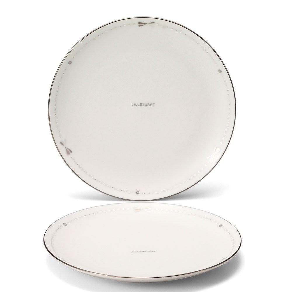 

JILL STUART Plate Set, 16cm, White, Ribbon Pattern, Stylish and Cute, Set of 2, Made in Japan, Gift Boxed, 41635-33349