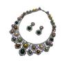 Flash Diamond Leaf Premium Earrings Necklace Set Autumn And Winter Dress Banquet Earrings